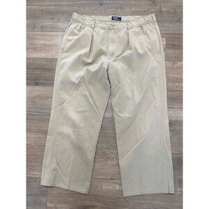 Polo Ralph Lauren Chino Pants Beige Pleated Mens Size 36 x 28 USA Made Vintage